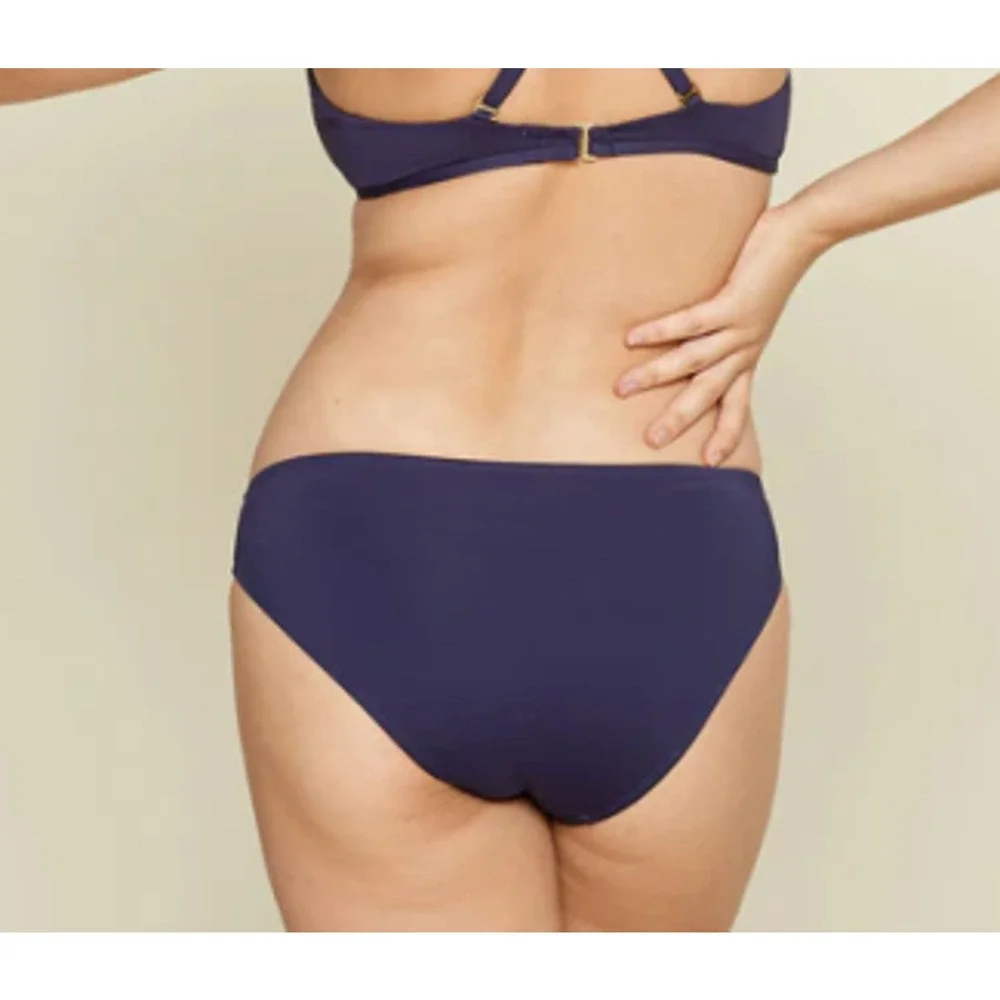 NWT Andie Women's The Bikini Bottom Eco-Nylon Flat Navy Blue Size XL